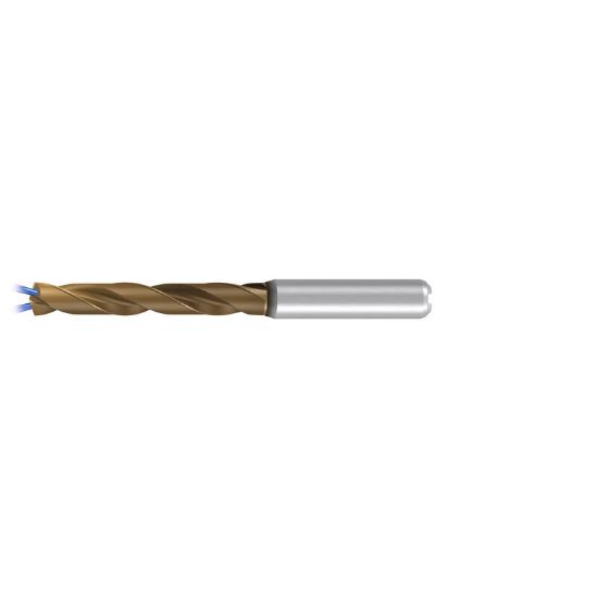 Picture of EMUGE TA214524.1200 Carbide Drill Coolant Thru Carbide 140° 0.472 Diameter 0.472 Shank 4.881 OAL 3.031 Flute 2 Flute AlCrN