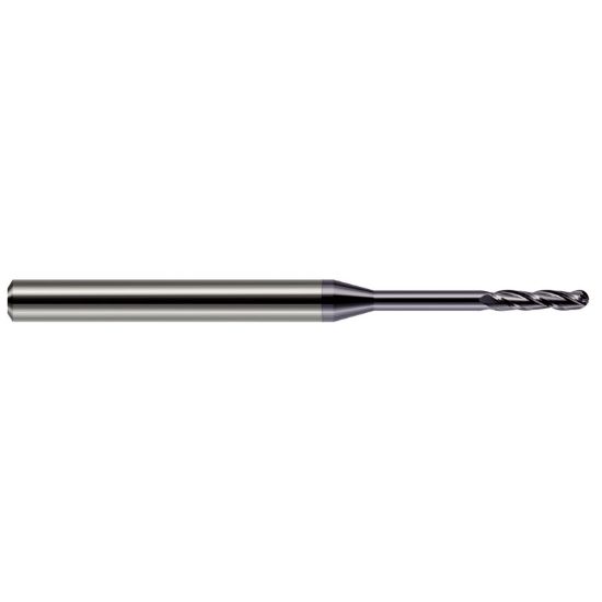 Picture of HARVEY Tool 13815-C3 DIA 0.015 LOC 0.0750 OAL 2.50 End Mill Standard Flute Standard Helix Carbide AlTiN Single End Ball Nose