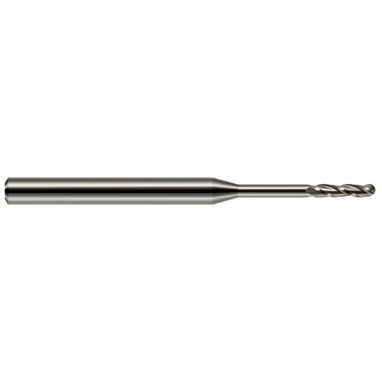 Picture of HARVEY Tool 13820 DIA 0.02 LOC 0.10 OAL 2.50 End Mill Standard Flute Standard Helix Carbide Uncoated Single End Ball Nose