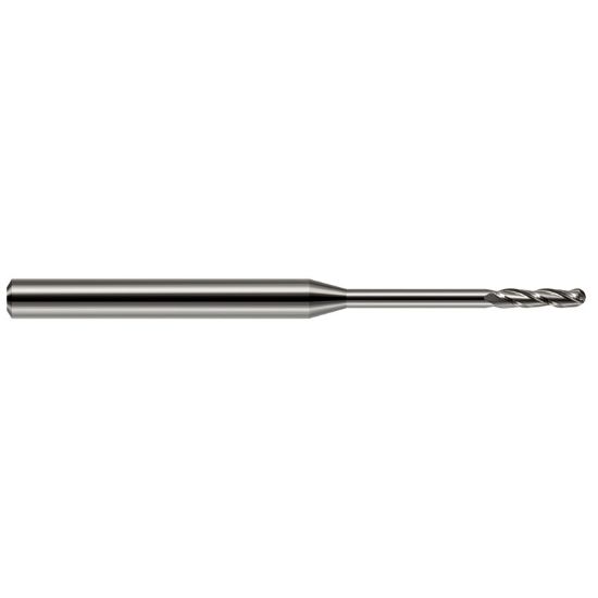 Picture of HARVEY Tool 13875 DIA 0.075 LOC 0.50 OAL 2.50 End Mill Standard Flute Standard Helix Carbide Uncoated Single End Ball Nose
