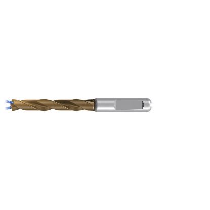 Picture of EMUGE TA514524.0930 Carbide Drill Coolant Thru Carbide 140° 0.366 Diameter 0.393 Shank 4.055 OAL 2.402 Flute 2 Flute AlCrN