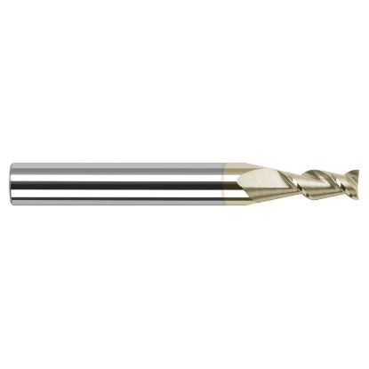 Picture of HARVEY Tool 24216-C7 .250 D x 45 HELIX Carbide EM, 2 FL ZrN End Mill Standard Flute Standard Helix Carbide ZrN Single End Ball Nose