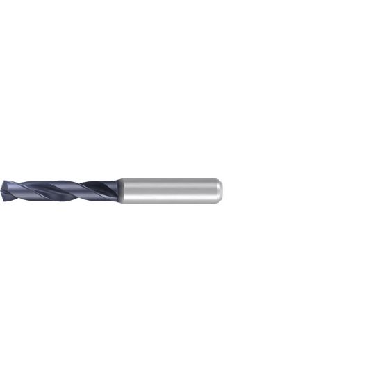 Picture of EMUGE TA103324.1500 Carbide Drill Solid Carbide 140° 0.590 Diameter 0.629 Shank 4.527 OAL 2.559 Flute 2 Flute TiAlN