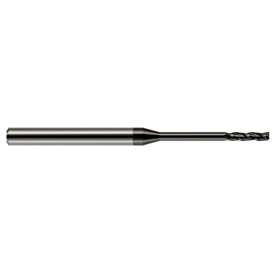 Picture of HARVEY Tool 10090 DIA 0.09 LOC 0.7500 OAL 2.50 End Mill Standard Flute Standard Helix Carbide Diamond Single End Square Sharp