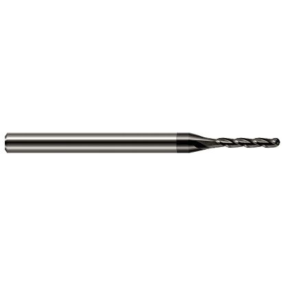 Picture of HARVEY Tool 12810-C4 DIA 0.25MM LOC 0.0500 OAL 2.50 End Mill Standard Flute Standard Helix Carbide Diamond Single End Ball Nose
