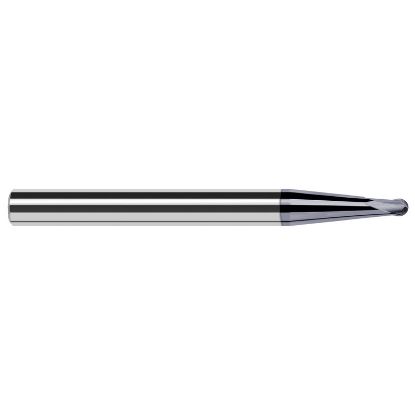 Picture of HARVEY Tool 39293-C6 .093 BALL x 5 DEG x 1.686 RCH 2 FL Nano End Mill Standard Flute Standard Helix Carbide AlTiN Single End Ball Nose