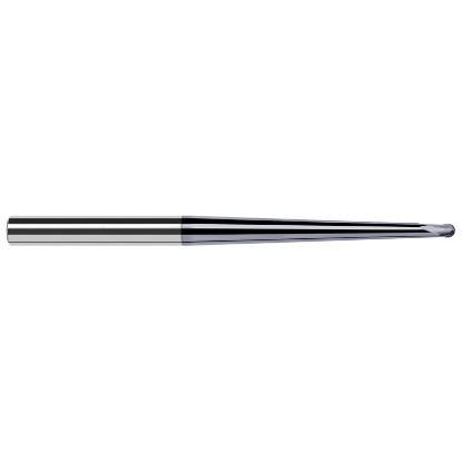 Picture of HARVEY Tool 19092-C6 .250 D x 1.5 DEG x 1.393 RCH, 2 FL, Nano End Mill Standard Flute Standard Helix Carbide AlTiN Single End Ball Nose
