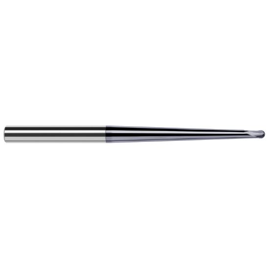 Picture of HARVEY Tool 19092-C6 .250 D x 1.5 DEG x 1.393 RCH, 2 FL, Nano End Mill Standard Flute Standard Helix Carbide AlTiN Single End Ball Nose