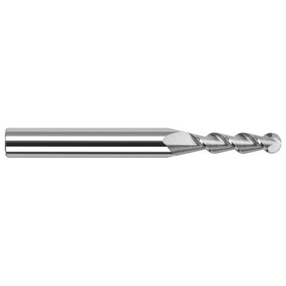 Picture of HARVEY Tool 27908 .125 BALL x 45 HELIX Carbide EM, 2 FL End Mill Standard Flute Standard Helix Carbide Uncoated Single End Ball Nose