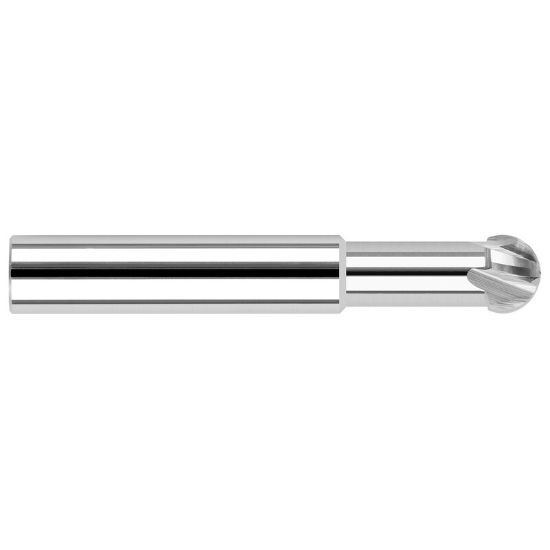 Picture of HARVEY Tool 2283M .118 D x 220 LR UNDERCUT EM End Mill Standard Flute Standard Helix Carbide AlTiN Single End Ball Nose 220°