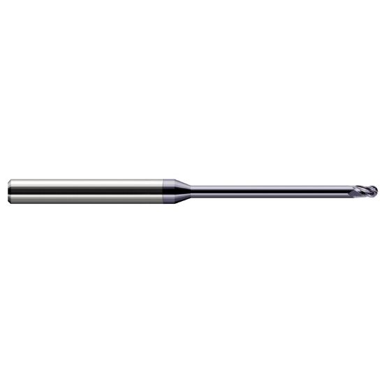 Picture of HARVEY Tool 49210-C3 .010 DIA BALL STB FL 15x RCH EM, AlTiN End Mill Standard Flute Standard Helix Carbide AlTiN Single End Ball Nose