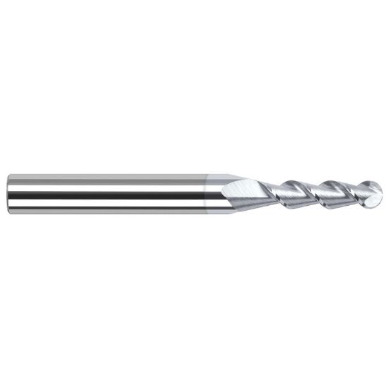 Picture of HARVEY Tool 27908-C8 .125 BALL x 45 HELIX Carbide EM, 2 FL TiB2 End Mill Standard Flute Standard Helix Carbide TiB2 Single End Ball Nose