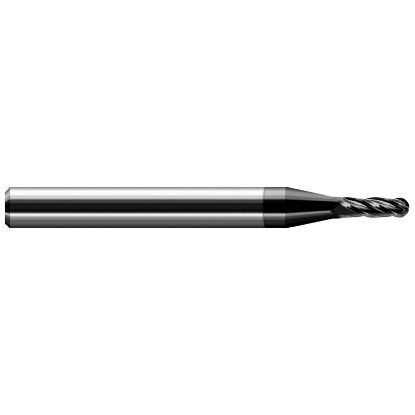Picture of HARVEY Tool 74310-C4 .010 DIA DIAMND BALL EM -4 FL End Mill Standard Flute Standard Helix Carbide Diamond Single End Ball Nose