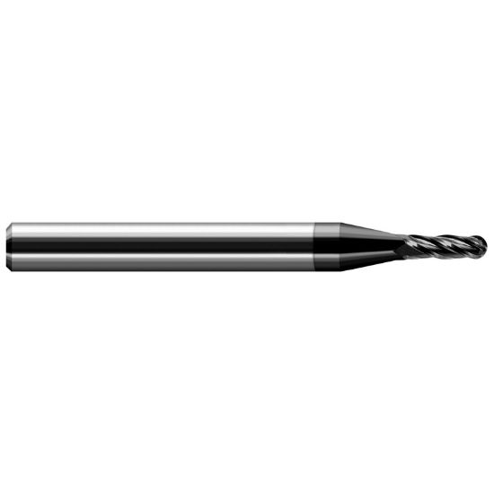Picture of HARVEY Tool 74310-C4 .010 DIA DIAMND BALL EM -4 FL End Mill Standard Flute Standard Helix Carbide Diamond Single End Ball Nose