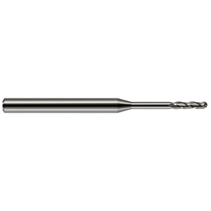 Picture of HARVEY Tool 13810 DIA 0.25MM LOC 0.0500 OAL 2.50 End Mill Standard Flute Standard Helix Carbide Uncoated Single End Ball Nose