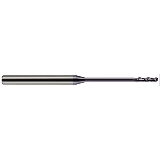 Picture of HARVEY Tool 13862-C3 DIA 0.062 LOC 0.50 OAL 2.50 End Mill Standard Flute Standard Helix Carbide AlTiN Single End Ball Nose