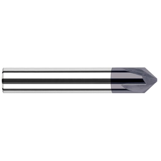 Picture of HARVEY Tool 18550-C3 1/4 DIA x 50 DEG Carbide Chamfer , AlTiN Chamfer Mill Carbide TiB2 Single End Cham Mill