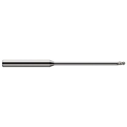 Picture of HARVEY Tool 59516 DIA 1/4 LOC 0.3750 OAL 8.00 End Mill Standard Flute Standard Helix Carbide Uncoated Single End Ball Nose