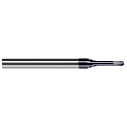 Picture of HARVEY Tool 38708-C6 .008 DIA BALL HARD Mill, 5x RCH, 2 FL End Mill Standard Flute Standard Helix Carbide AlTiN Single End Ball Nose