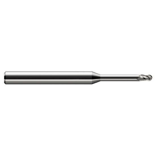 Picture of HARVEY Tool 34212 DIA 0.30MM LOC 0.0180 OAL 2.50 End Mill Standard Flute Standard Helix Carbide Uncoated Single End Ball Nose