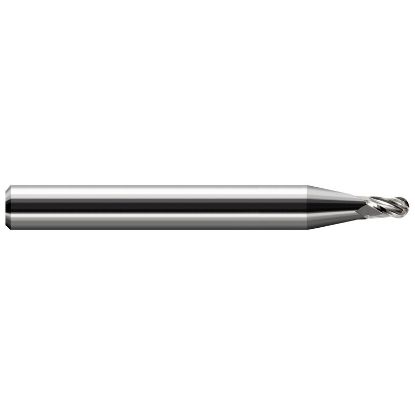 Picture of HARVEY Tool 24502 .002 BALL Carbide Stub EM, 2 FL End Mill Standard Flute Standard Helix Carbide Uncoated Single End Ball Nose