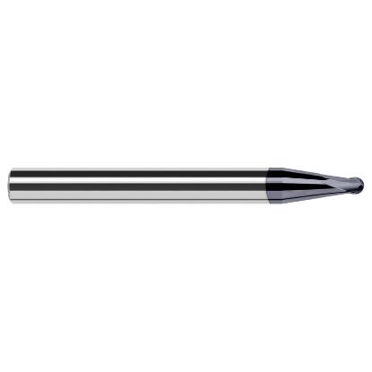 Picture of HARVEY Tool 40862-C6 .062 BALL x 7 DEG x 1.324 RCH, 2 FL Nano End Mill Standard Flute Standard Helix Carbide AlTiN Single End Ball Nose