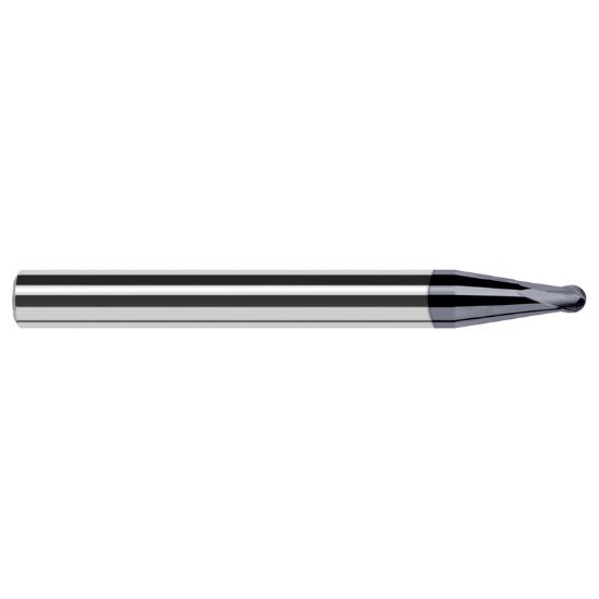 Picture of HARVEY Tool 40862-C6 .062 BALL x 7 DEG x 1.324 RCH, 2 FL Nano End Mill Standard Flute Standard Helix Carbide AlTiN Single End Ball Nose