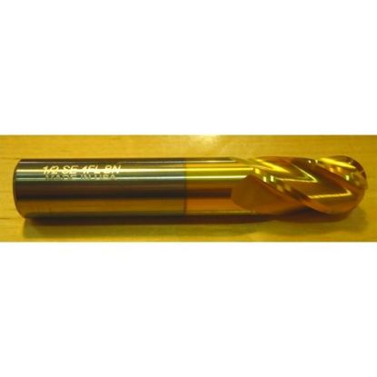 Picture of HTC 140-4703 DIA 45/64 SH 0.7500 LOC 1.50 OAL 4.00 End Mill Standard Flute Standard Helix Carbide TiN Single End Ball Nose