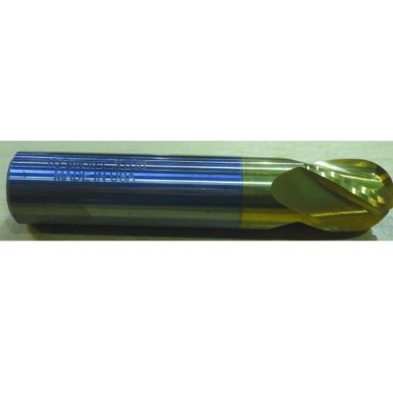 Picture of HTC 109-3156 DIA 5/32 SH 0.1875 LOC 0.3125 OAL 2.00 End Mill Standard Flute Standard Helix Carbide TiN Single End Ball Nose