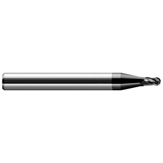 Picture of HARVEY Tool 24610-C4 .010 BALL Carbide Stub EM, 4 FL, DIAMOND End Mill Standard Flute Standard Helix Carbide Diamond Single End Ball Nose