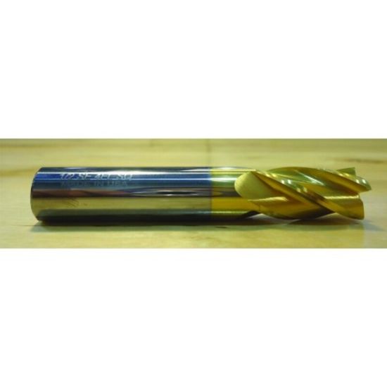 Picture of HTC 125-2812 DIA 13/16 SH 0.8750 LOC 1.50 OAL 4.00 End Mill Standard Flute Standard Helix Carbide TiN Single End Square Sharp