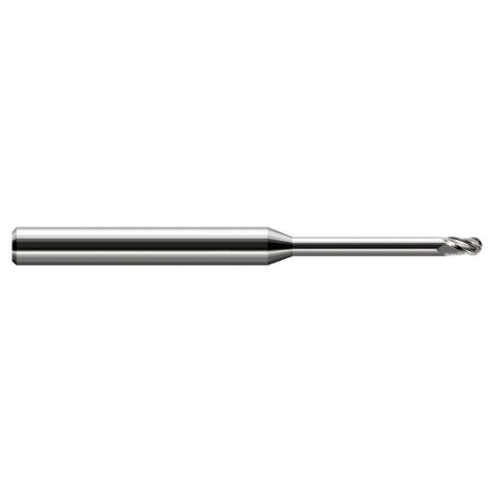 Picture of HARVEY Tool 966010 DIA 0.25MM LOC 0.0150 OAL 2.50 End Mill Standard Flute Standard Helix Carbide Uncoated Single End Ball Nose