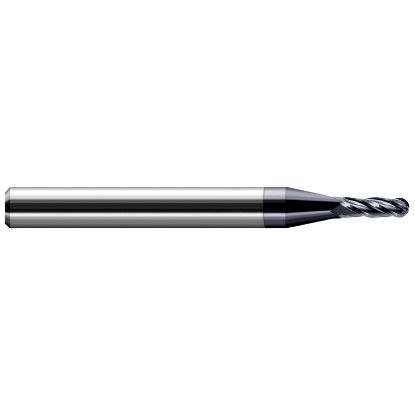 Picture of HARVEY Tool 74310-C3 .010 DIA Carbide BALL EM -4 FL, AlTiN End Mill Standard Flute Standard Helix Carbide AlTiN Single End Ball Nose
