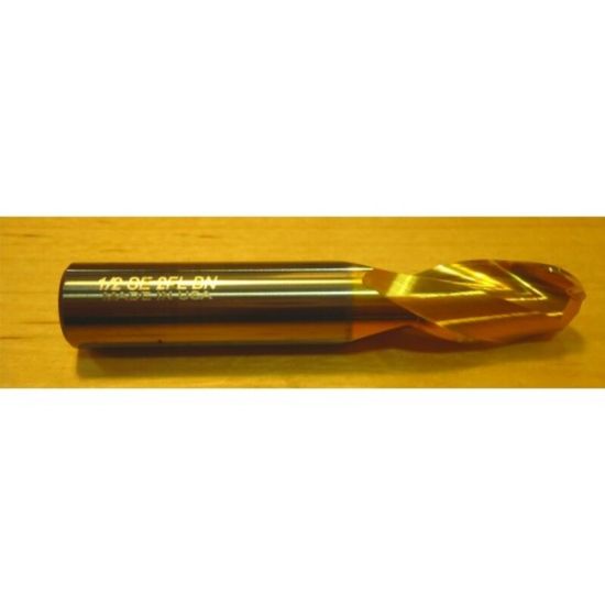 Picture of HTC 140-2843 DIA 27/32 SH 0.8750 LOC 1.50 OAL 4.00 End Mill Standard Flute Standard Helix Carbide TiN Single End Ball Nose