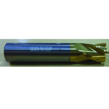 Picture of HTC 107-4750 DIA 3/4 SH 0.7500 LOC 1.00 OAL 3.00 End Mill Standard Flute Standard Helix Carbide TiN Single End Square Sharp
