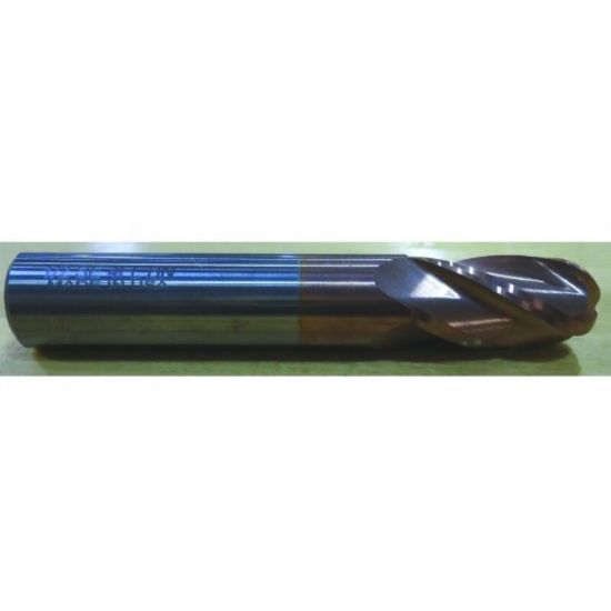 Picture of HTC 143-4100 DIA 1 SH 1.00 LOC 1.50 OAL 4.00 End Mill Standard Flute Standard Helix Carbide TiCN Single End Ball Nose