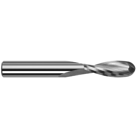Picture of HARVEY Tool 49632 .5000 BALL x 1.500 LOC PLAS, 2 FL End Mill Standard Flute Standard Helix Carbide Uncoated Single End Ball Nose
