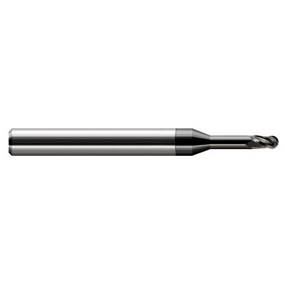 Picture of HARVEY Tool 33410-C4 .010 BALL Carbide STB FL 5x RCH EM, DIAMND End Mill Standard Flute Standard Helix Carbide Diamond Single End Ball Nose