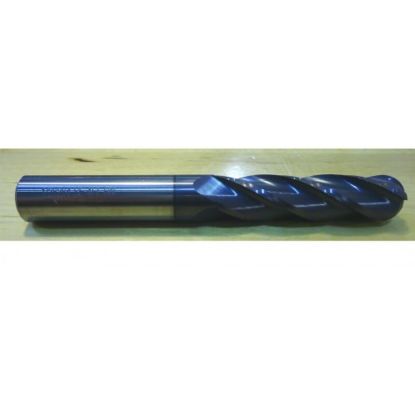 Picture of HTC 165-4750 DIA 3/4 SH 0.7500 LOC 2.2500 OAL 5.00 End Mill Standard Flute Standard Helix Carbide AlTiN Single End Ball Nose
