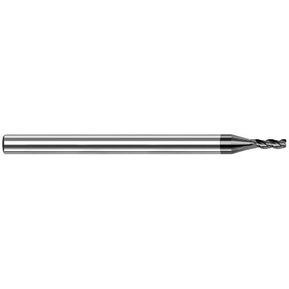 Picture of HARVEY Tool 50015-C4 .015 D V-HELIX NF, 3x LOC, 3 FL, DMD End Mill Standard Flute Standard Helix Carbide Diamond Single End Square Sharp