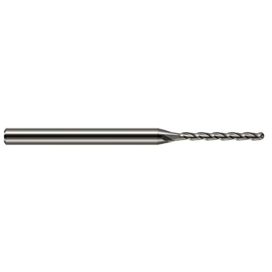 Picture of HARVEY Tool 36031 DIA 0.031 LOC 0.4700 OAL 2.50 End Mill Standard Flute Standard Helix Carbide Uncoated Single End Ball Nose