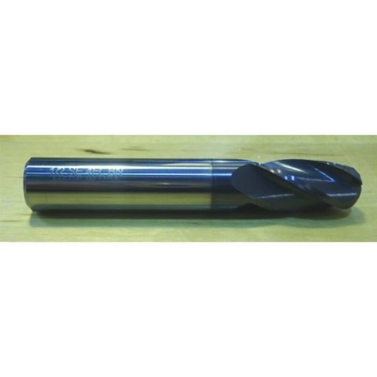 Picture of HTC 145-4109 DIA 7/64 SH 0.1250 LOC 0.3750 OAL 1.50 End Mill Standard Flute Standard Helix Carbide AlTiN Single End Ball Nose