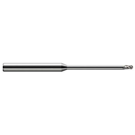 Picture of HARVEY Tool 49210 DIA 0.25MM LOC 0.0150 OAL 2.50 End Mill Standard Flute Standard Helix Carbide Uncoated Single End Ball Nose