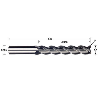 Picture of IMCO 33004 DIA 1/2 SH 0.50 LOC 2.50 OAL 5.00 End Mill Standard Flute High Helix Carbide Uncoated Single End Square Sharp Streaker Mill