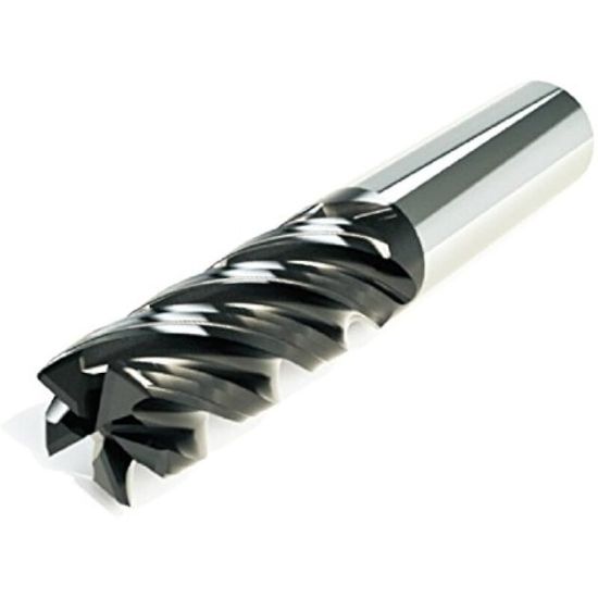 Picture of ICE 382-375-7 DIA 3/8 SH 0.3750 LOC 1.2500 OAL 3.00 End Mill Standard Flute Variable Helix Carbide ALL4 Single End Square Sharp Black