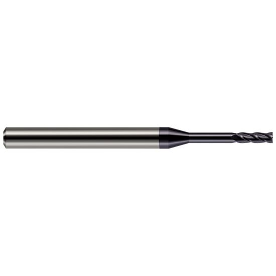 Picture of HARVEY Tool 76210-C3 .010 DIA Carbide Long RCH EM-2 FL, AlTiN End Mill Standard Flute Standard Helix Carbide AlTiN Single End Square Sharp