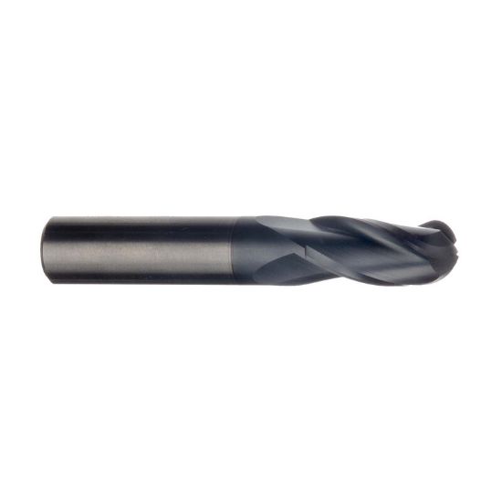 Picture of IMCO 62060 DIA 1/2 SH 0.50 LOC 1.00 OAL 3.00 End Mill Standard Flute Standard Helix Carbide AlTiN Single End Ball Nose General Purpose