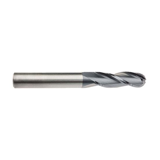 Picture of IMCO 62070 DIA 1/8 SH 0.1250 LOC 0.7500 OAL 2.2500 End Mill Standard Flute Standard Helix Carbide AlTiN Single End Ball Nose General Purpose
