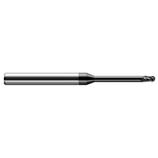 Picture of HARVEY Tool 966015-C4 .015 BALL Carbide STB FL 10x RCH EM, DIAMND End Mill Standard Flute Standard Helix Carbide Diamond Single End Ball Nose