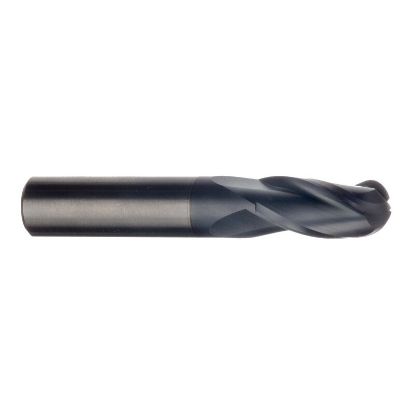 Picture of IMCO 62604 DIA 3MM SH 0.1181 LOC 0.4724 OAL 1.4961 End Mill Standard Flute Standard Helix Carbide AlTiN Single End Ball Nose General Purpose